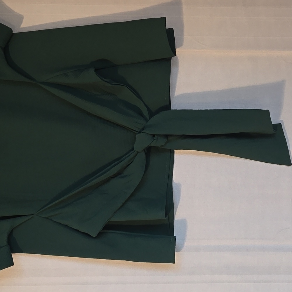 West K Dark Green Blouse with Tie Front Size XLP - Picture 2 of 8